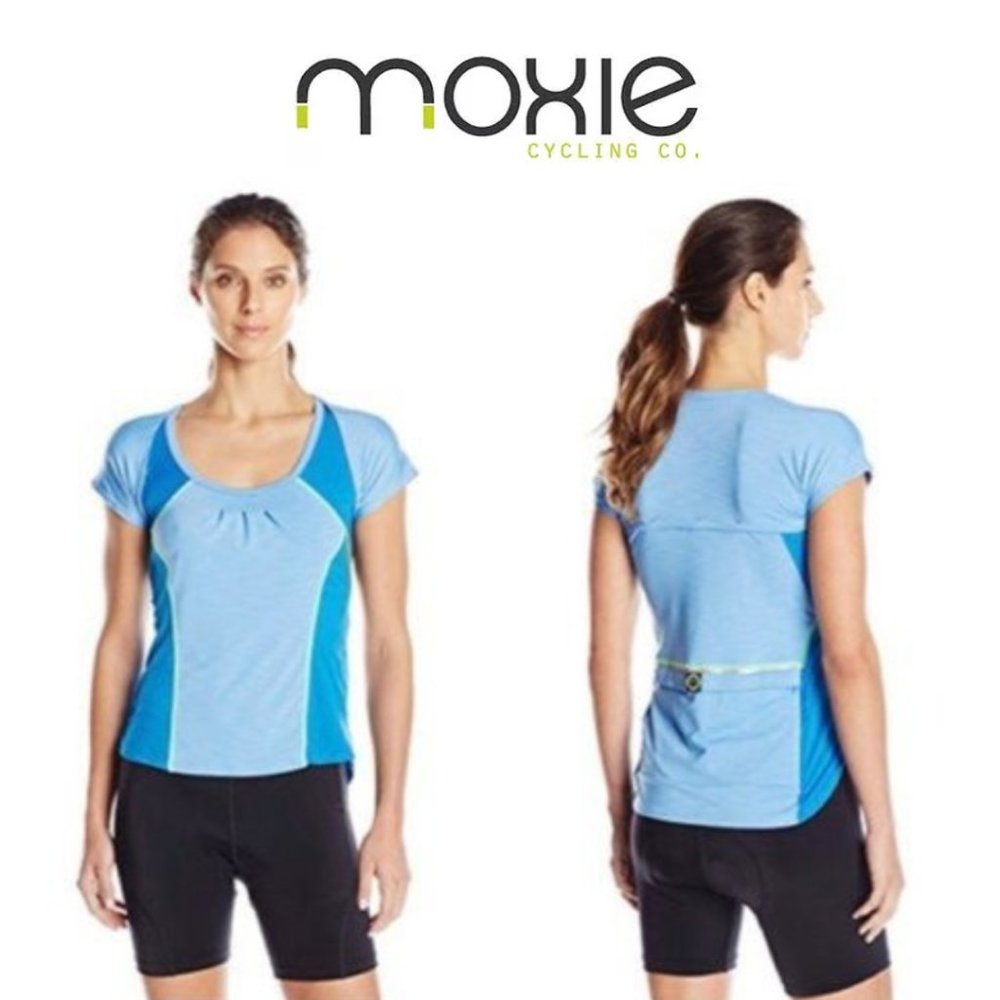 Moxie Cycling Wrap Tee in Azure Blue